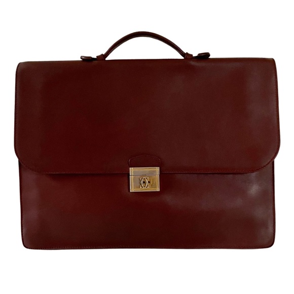 Cartier Handbags - Cartier vintage burgundy leather laptop briefcase bag